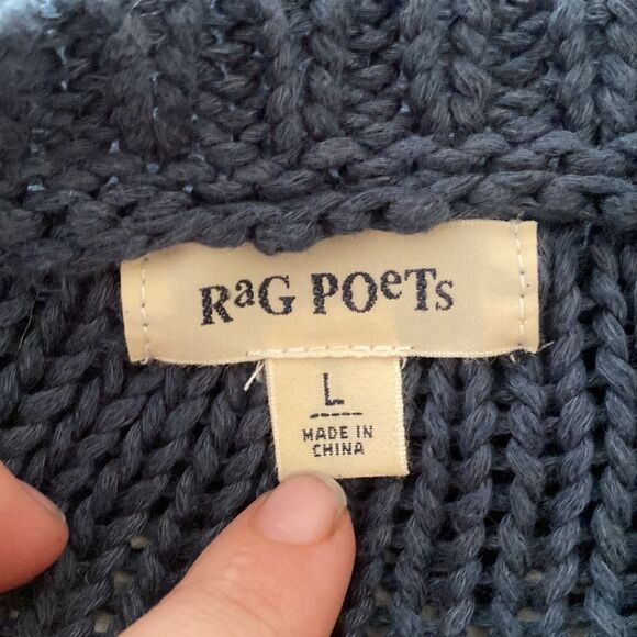 Rag Poet Navy White Striped Cropped Sweater - Picture 4 of 5